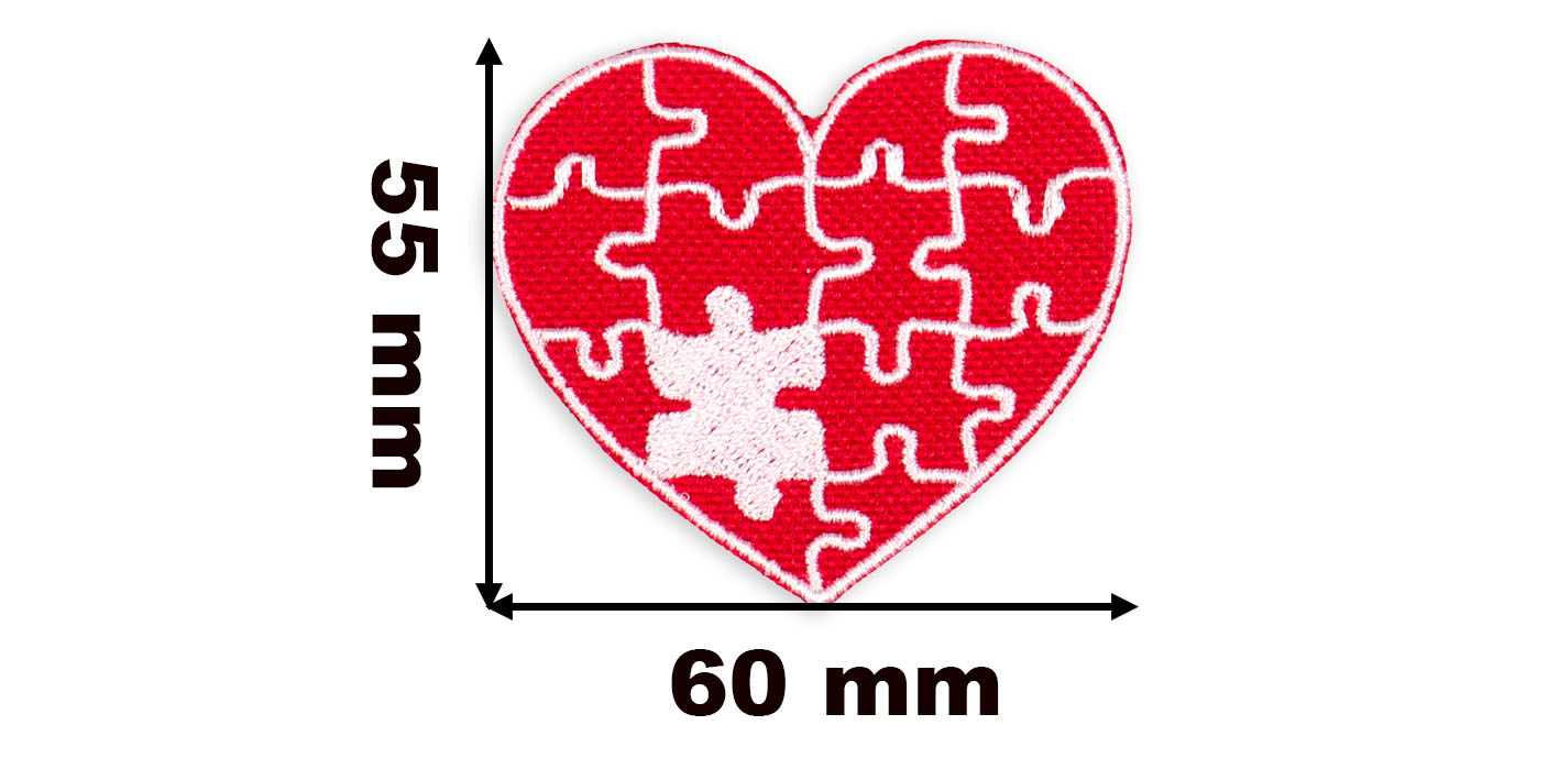 Naszywka naprasowanka serce czarne puzzle